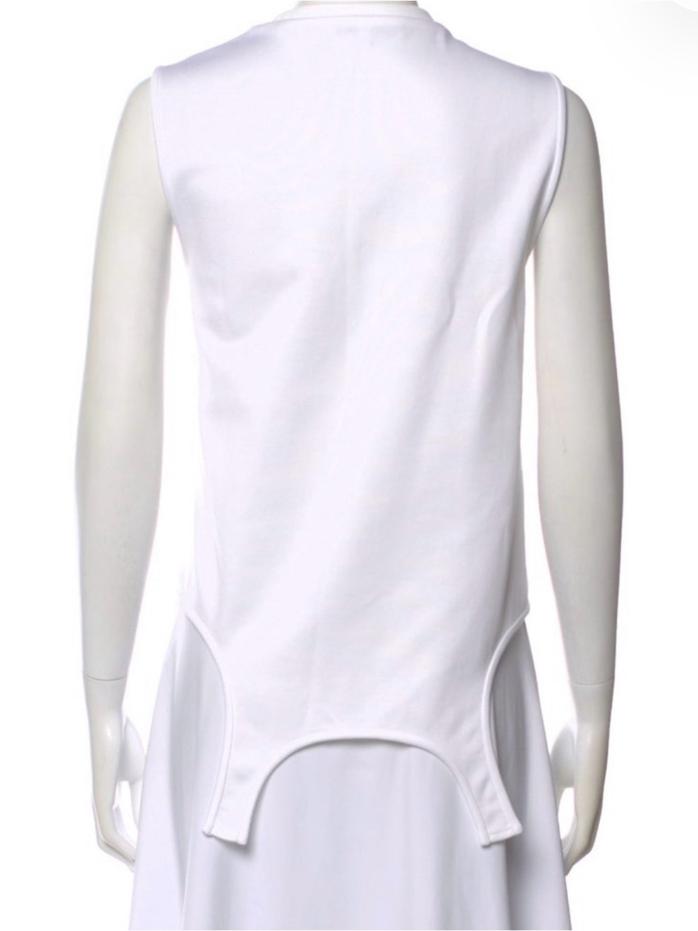 Tibi White Crewneck Sleeveless Top with Flap Detail